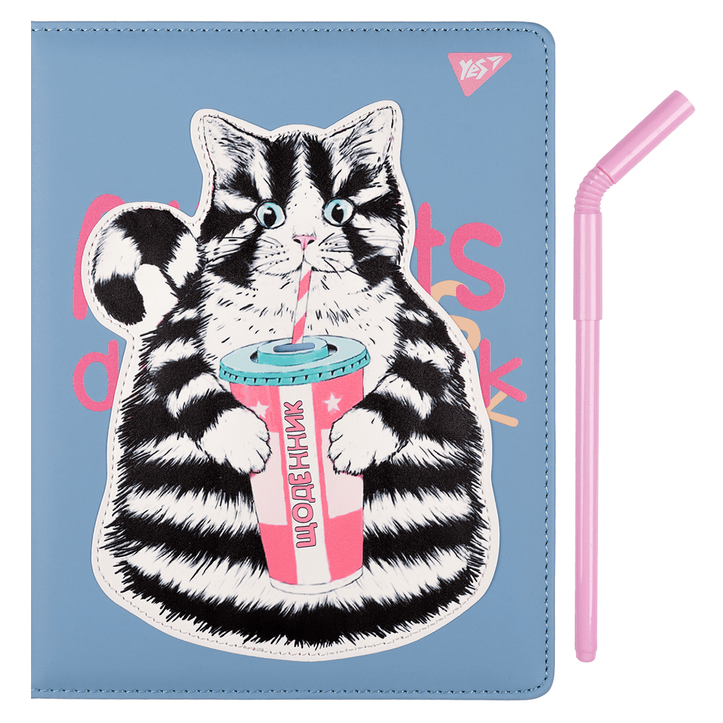 Щоденник шкільний PU Cat з ручкою 170*215см 40арк 911506 Yes