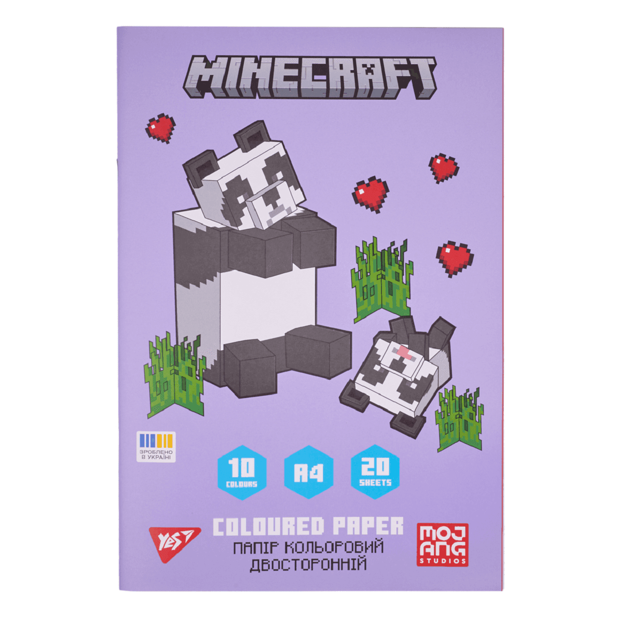 Папір кольоровий А4"Minecraft.Spring"односторонній 20 аркушів 10 кольорів скоба 955462 Yes