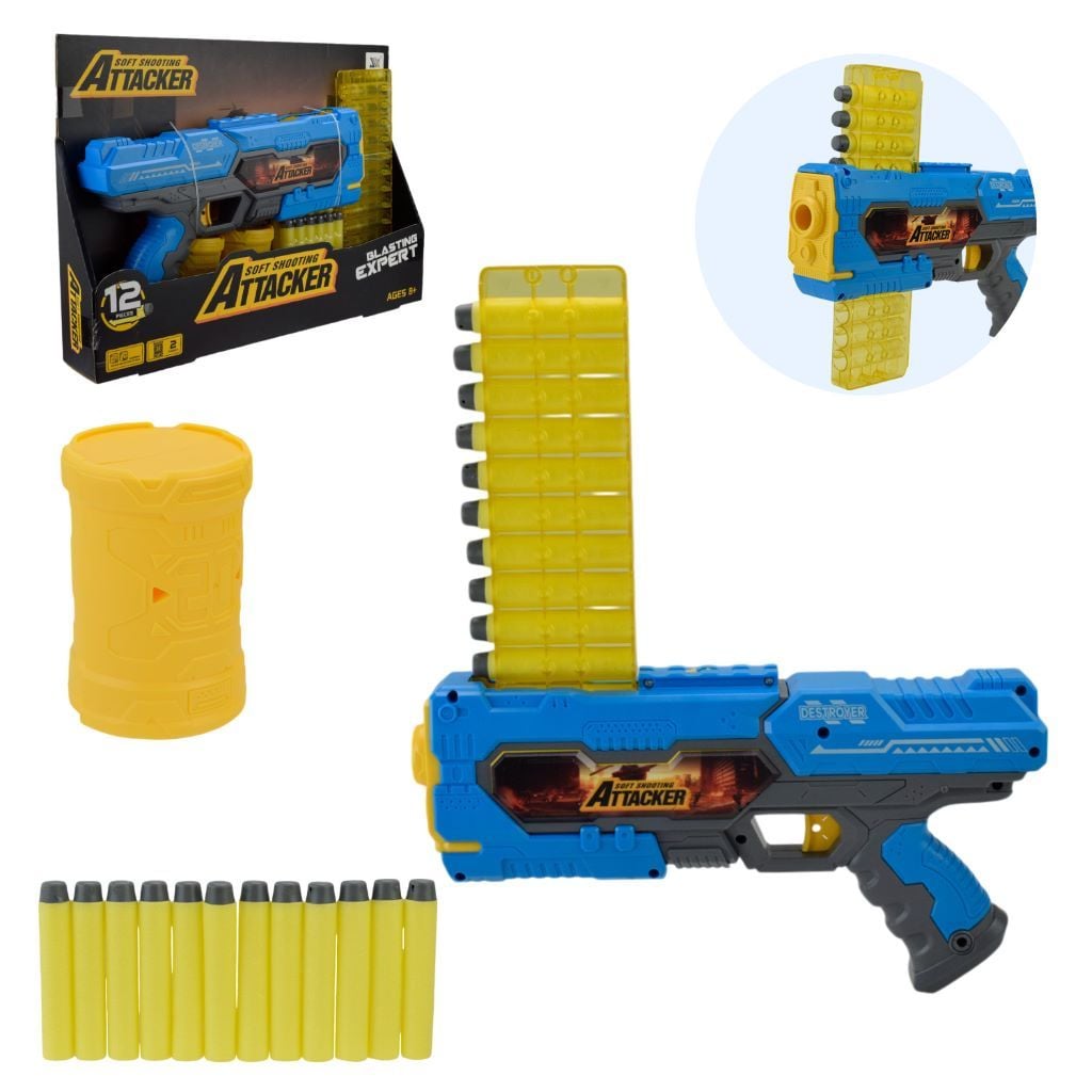 Пістолет поролонові кулі 28см 12 знарядів у коробці 37*27*6см JLX8621 Jialixin