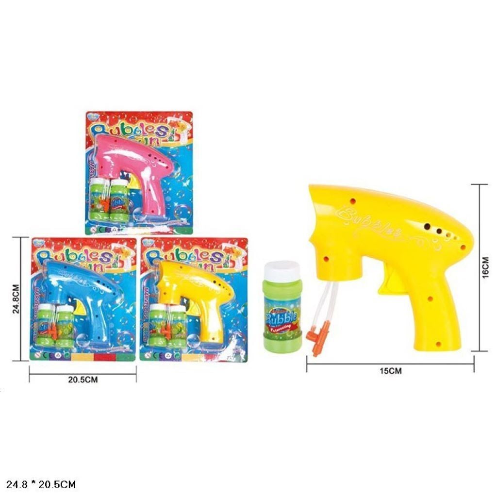 Пістолет на мильних бульбашках 15см на блістері 25*21см 609-1 Китай