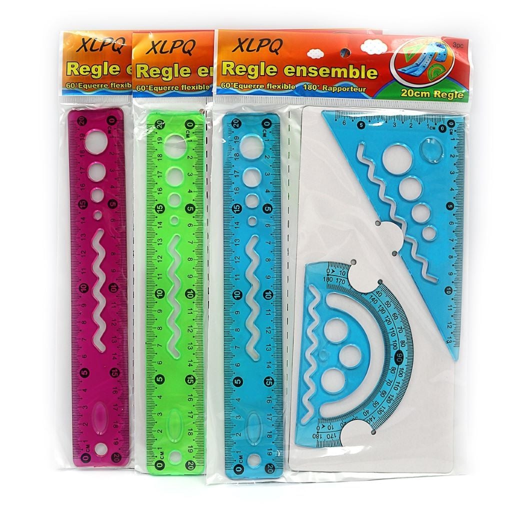 Набір 3 предмети лінійка 20см транспортир трикутник силікон у пакеті DSCN1618 Josefotten