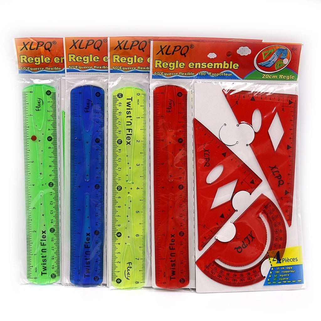 Набір 4 предмети лінійка 20см транспортир 2 трикутники силікон у пакеті DSCN1620 Josefotten