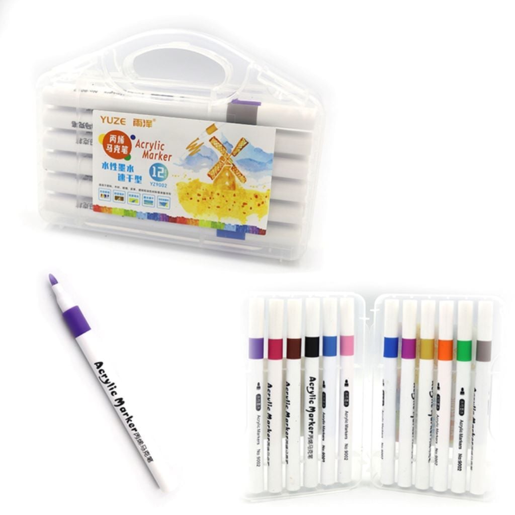 Скетч маркери акрілові набір 12шт 12кол пластиковій валізі YZ9002-12 Josefotten