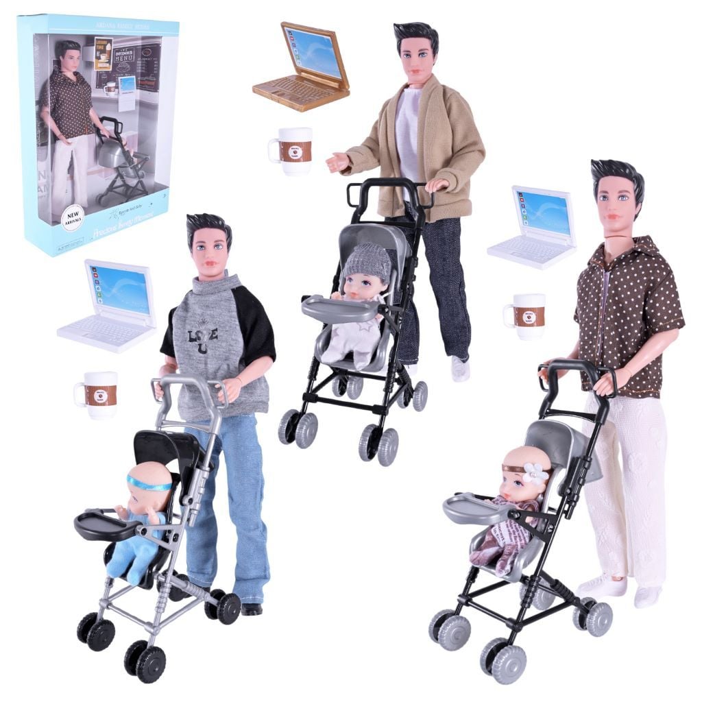 Лялька 30см Кен немовля візочок аксесуари у коробці A787-1/2/3 Китай