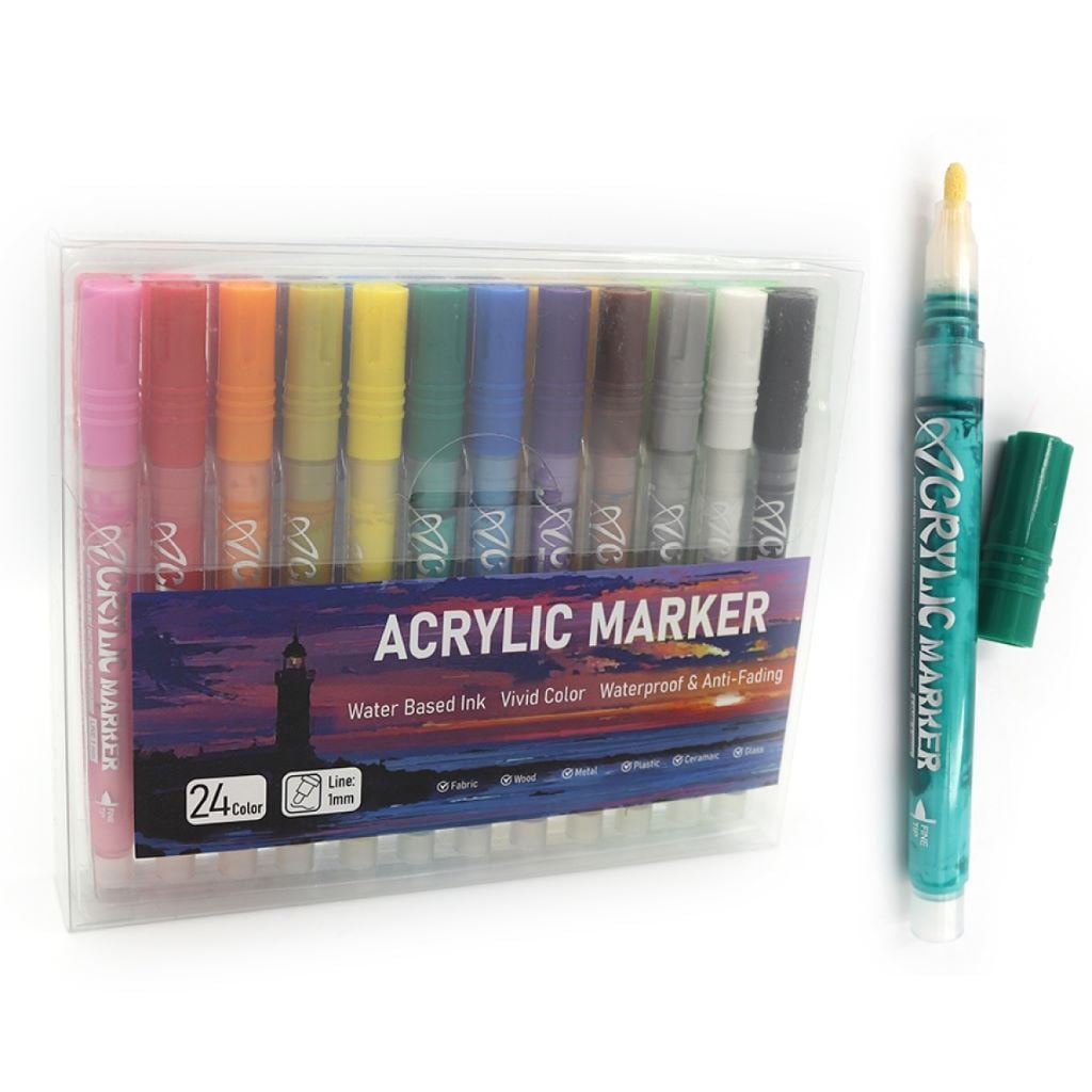 Маркери акрілові універсальні набір 24шт 24кол у блістері 18*14*3см 043024-24 Josefotten