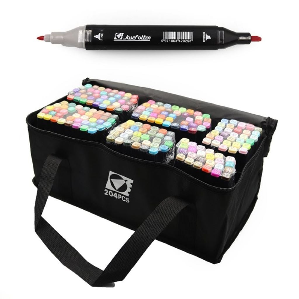 Скетч маркер двосторонній набір 204 кол 204шт в сумці ST40664 Китай