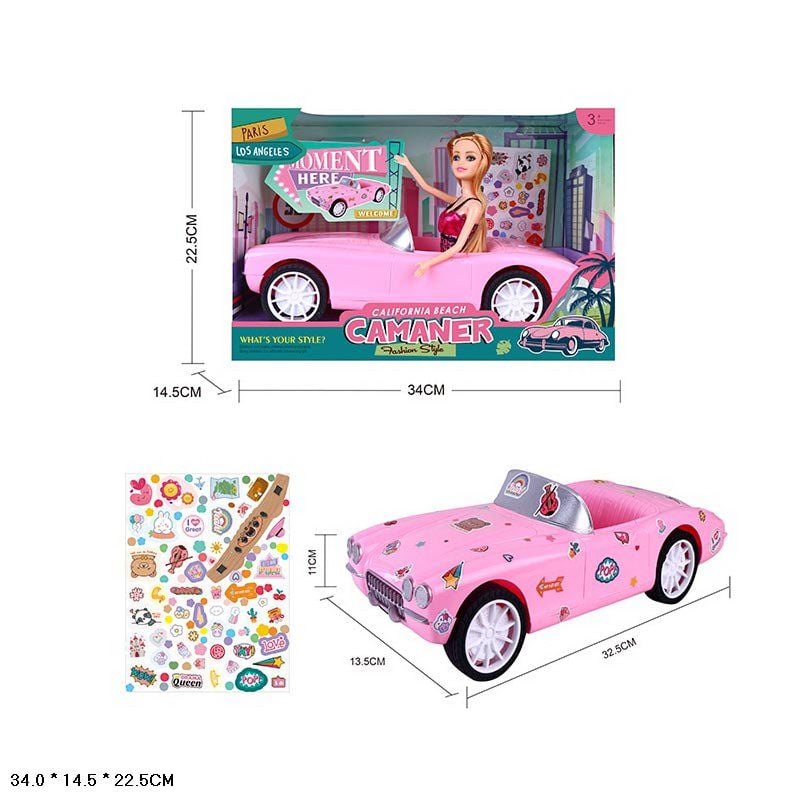 Лялька типу Барбі машина з наліпками у коробці 34*15*23см KQ196 Китай
