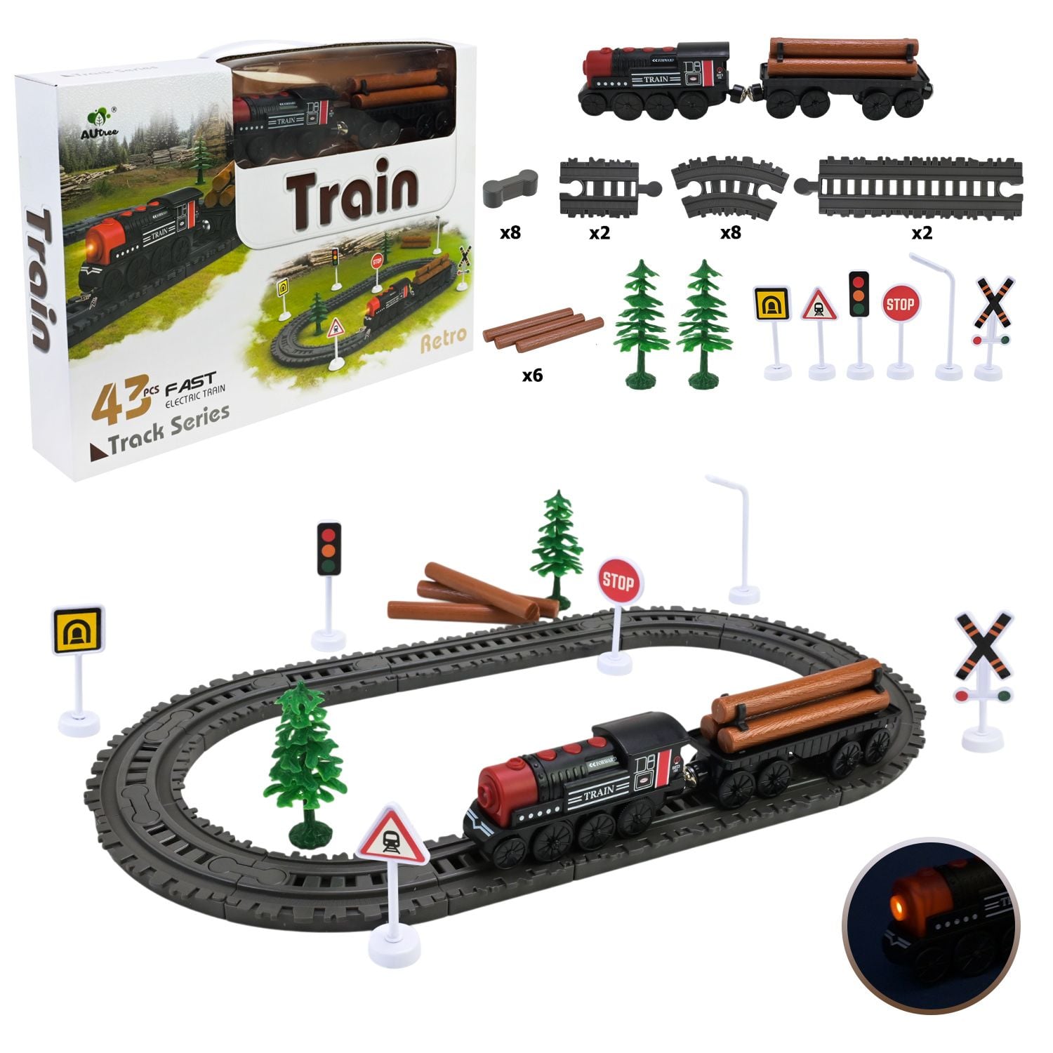 Залізниця 43д вагончики світло звук AU6888 AuTree