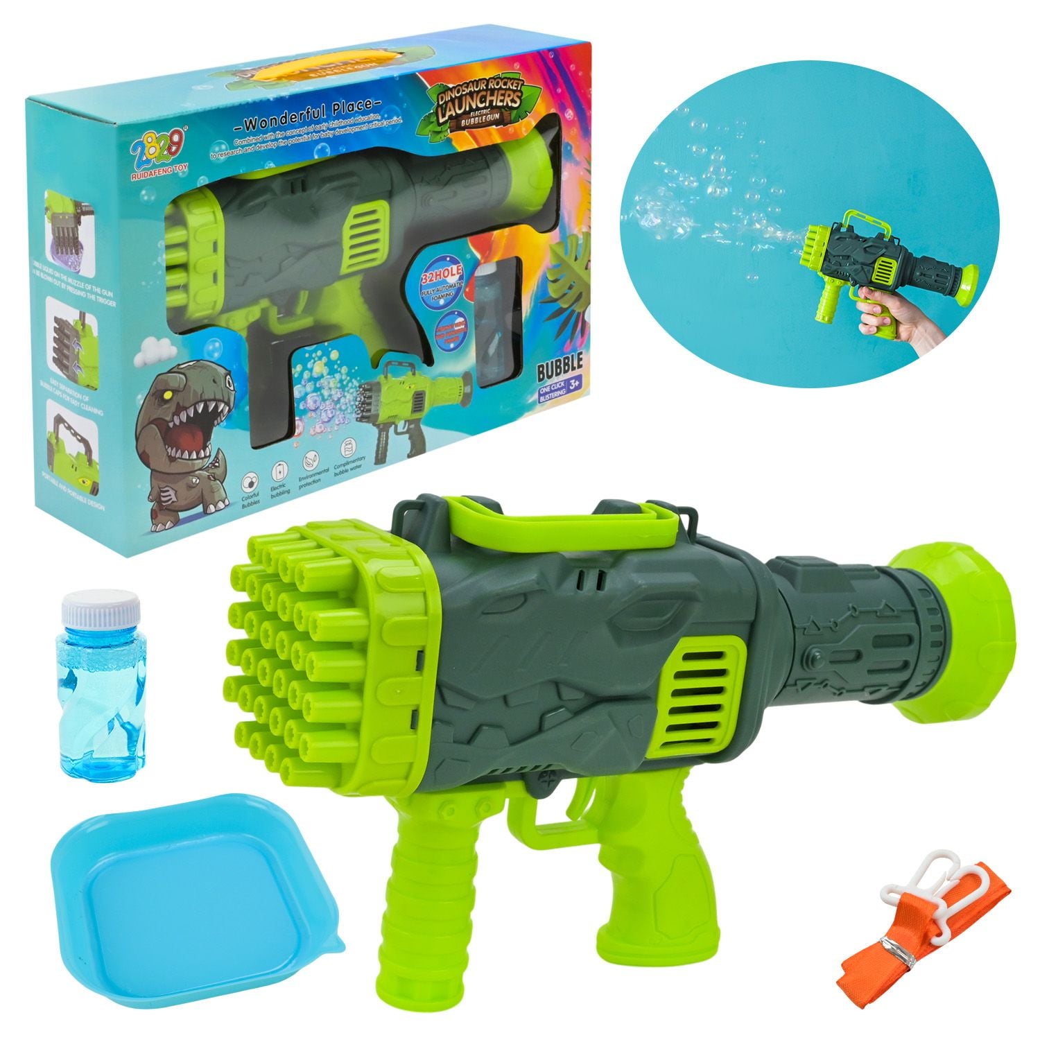 Мильні бульбашки пістолет Динозвр пляшечка у коробці 34*23см 2022-24A Китай