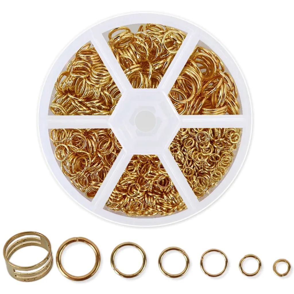 Набір фурнітури кільця золото 1025шт і контейнер у пакеті 85-67 Україна