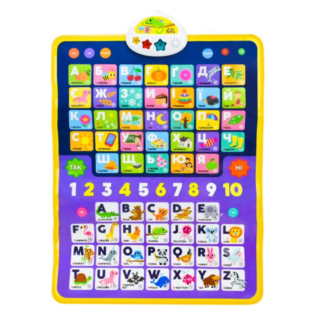 Плакат Абетка 45*60см укр і англ мови на батарейках в коробці 46*22*5см KH07/003 Kids Hits
