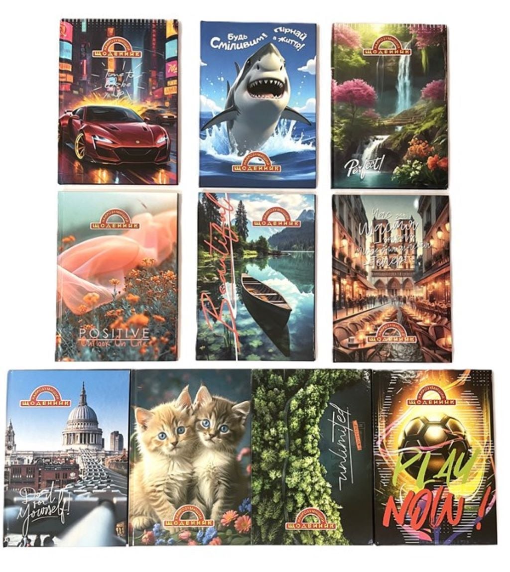 Щоденник шкільний тверда обкладинка 40арк ламінірований мікс видів і кольорів 183340-55 Тетрада