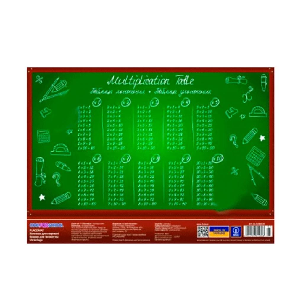 Підкладка настільна 38,5*27см Таблиця множення 61480-01 Україна