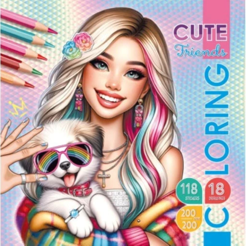 Розмальовка 16 аркушів з наліпками на скобі 20*20см 23308 Фреш