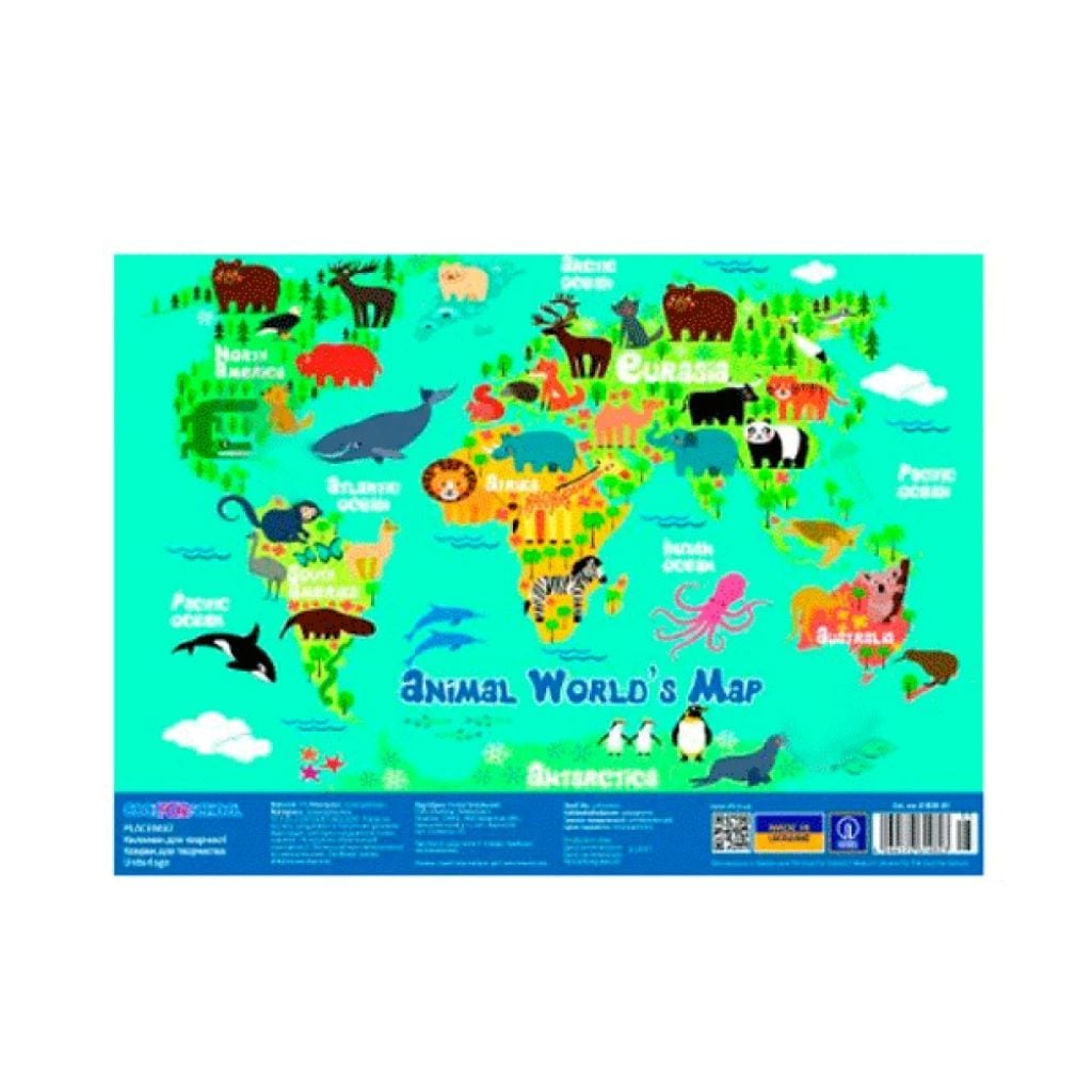 Підкладка настільна 38,5*27см Animal Word's Map 61480-05 Україна