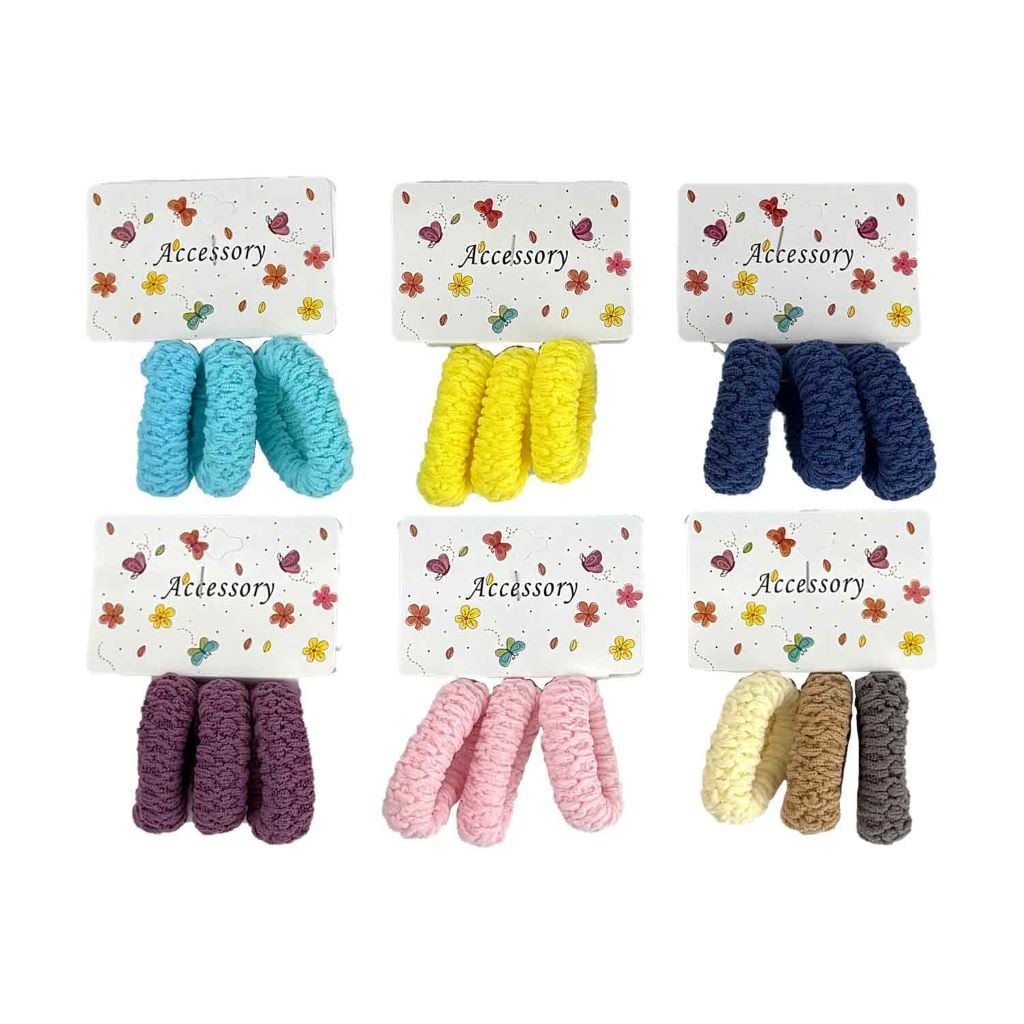 Гумка для волосся бесшовна гофра набір 3шт мікс кол 1-9 Китай