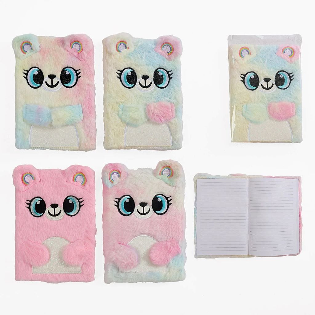 Блокнот 21*15см хутряна тверда обкладинка у лінійку Ведмедик мікс видів у пакеті M18138 Josefotten