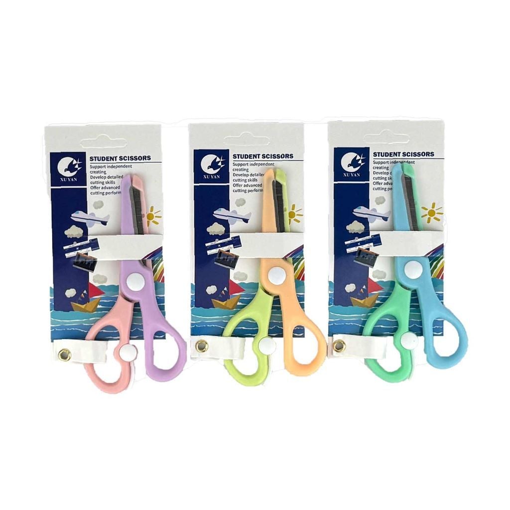 Ножиці XU YAN 13см в футлярі безпечні пластикові на планшеті  1-253 Китай