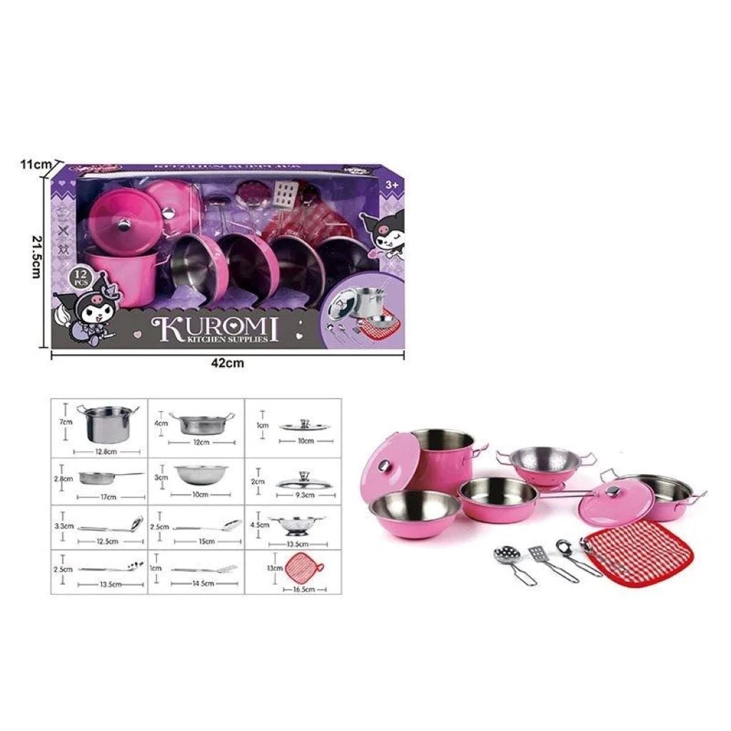 Посуд Куромі метал 12 елементів рожевого кольору в коробці 988-C54 Chaoye Toys