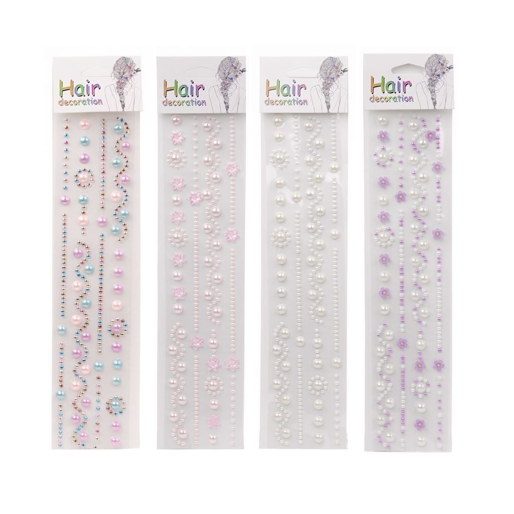 Наліпки стрази для волосся мікс видів на листі 25*7см HE01 Китай