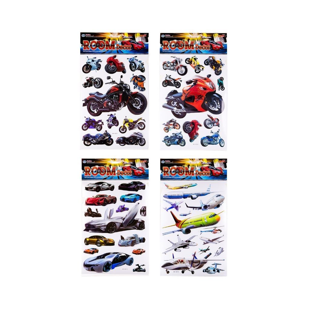 Наліпки пластик 8D Транспорт на листі 50*30см A8-8213 Китай