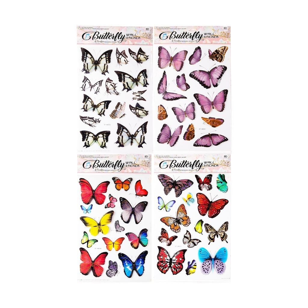 Наліпки пластикові 8D Метеликі мікс видів ST-HB001-12 Китай