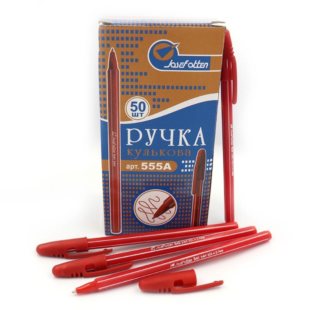 Ручка кулькова 0,7мм червона 555-Ачер Josefotten