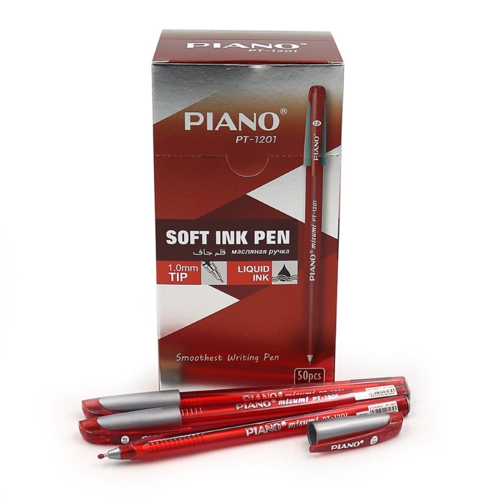 Ручка масляна 1,0мм Soft ink Pen червоний PT1201 Piano