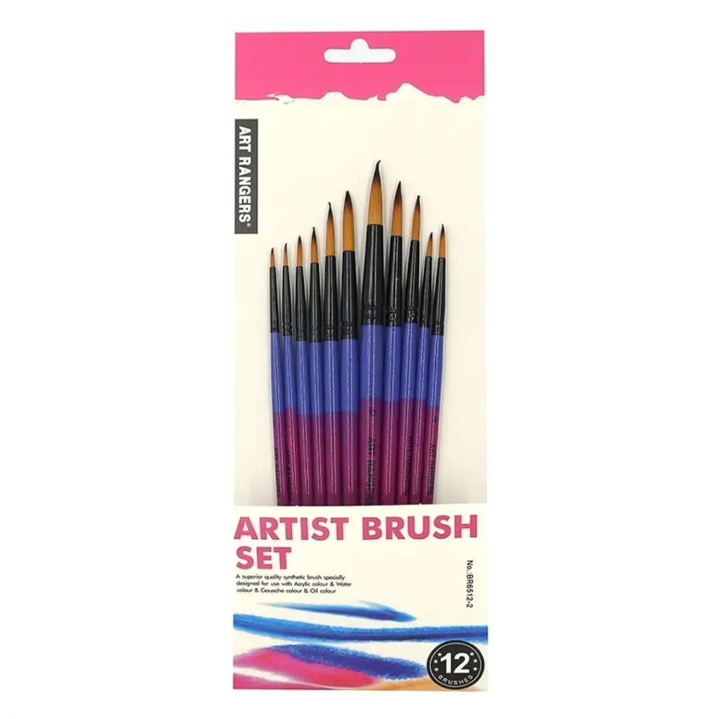 Пензлики нейлон 12шт набір у пакеті BR6512-2 ART Rangers