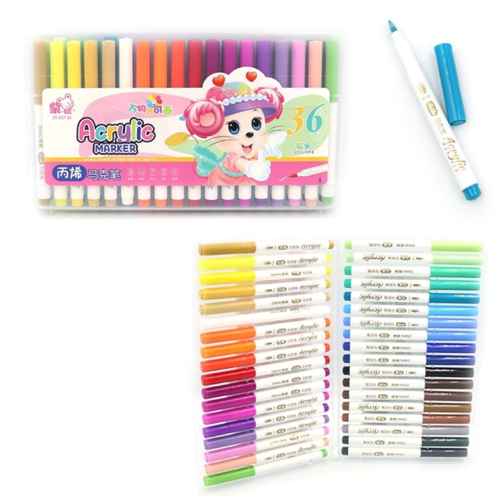 Маркери акрилові набір 36 кольорів Mouse у пластиковому боксі ZS-257-36 Китай