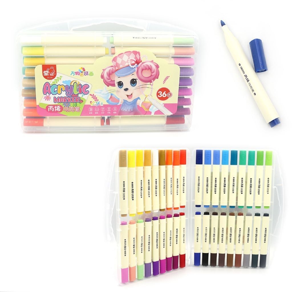Маркери акрилові набір 36 кольорів Mouse у пластиковому боксі ZS-256-36 Китай