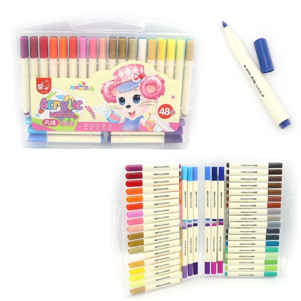 Маркери акрилові набір 48 кольорів Mouse у пластиковому боксі ZS-256-48 Китай