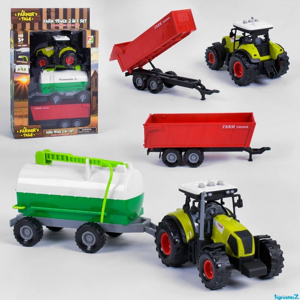 Ферма набір траетор інерція з причепом заук світло фігурки в коробці 38*26*9см 550-17K Китай