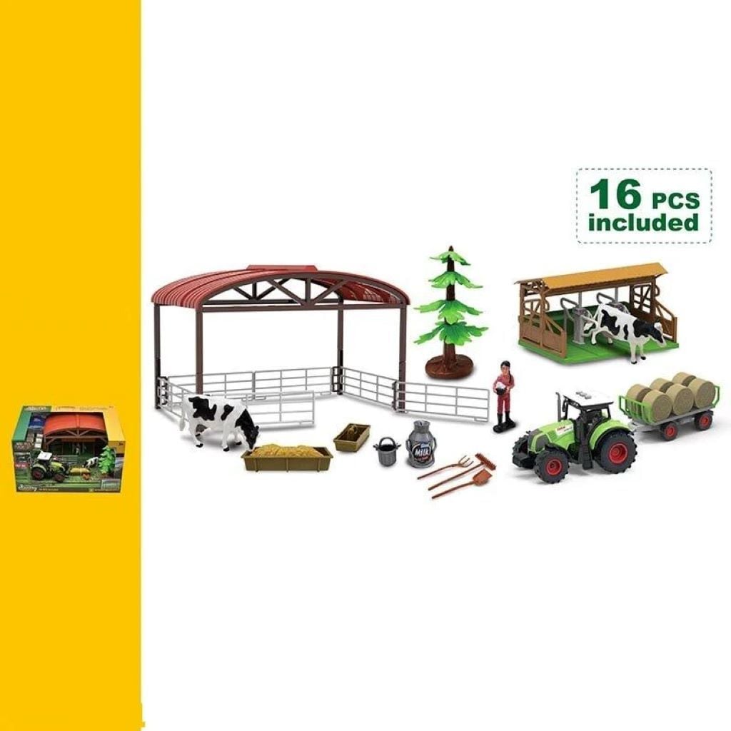 Ферма набір трактор інерція з причепом заук світло фігурки загін для тварин в коробці 38*30*23см 550-16K Китай
