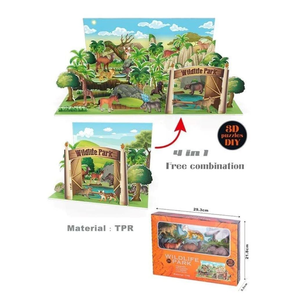 Тварини гумові 6шт набір 3D ігрове поле у коробці 29*22*5см 6100D Китай