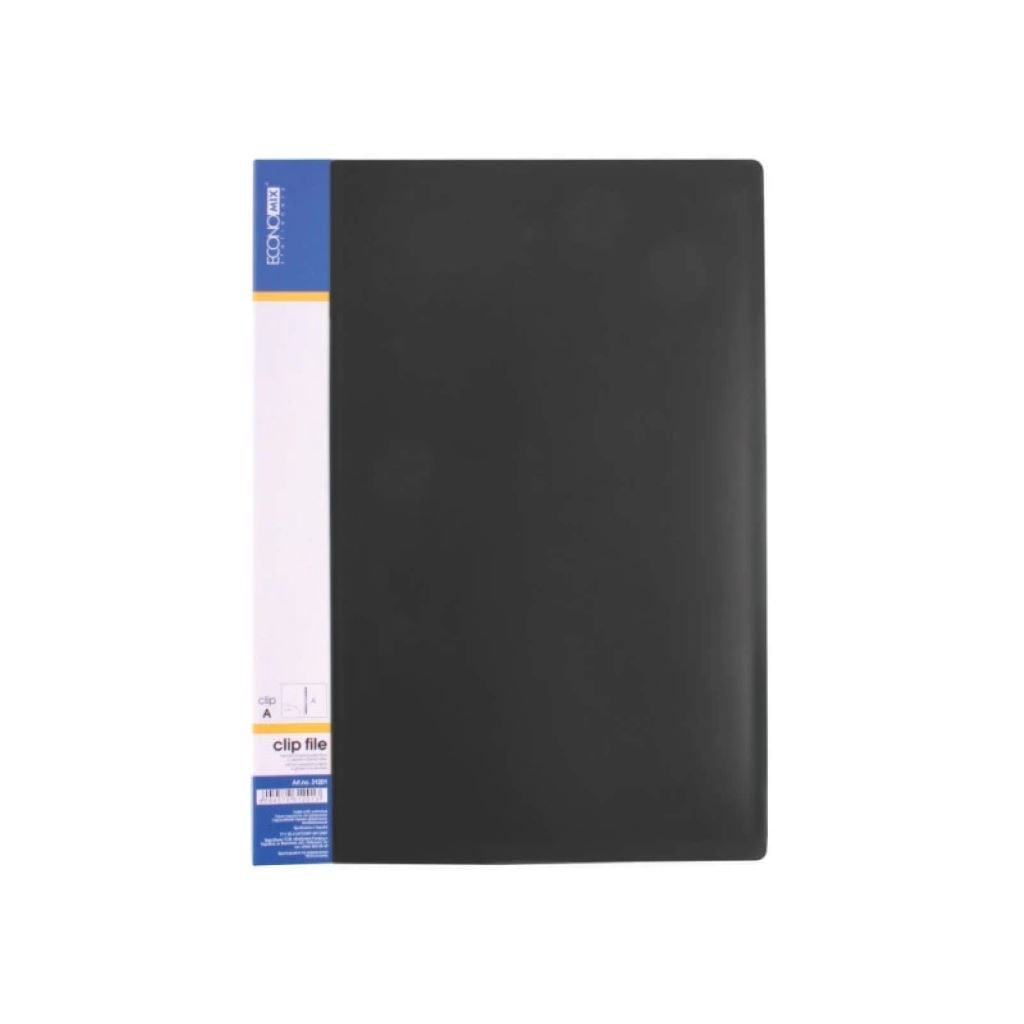 Папка А4 швидкозшивач з притискачем карманом пластик чорна 31201-01 Econo mix