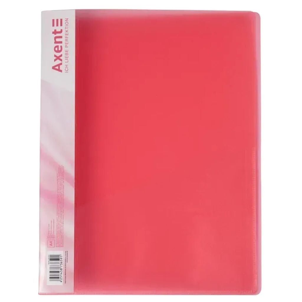 Папка А4 швидкозшивач з притискачем карманом пластик червона 1304-24-A Axent