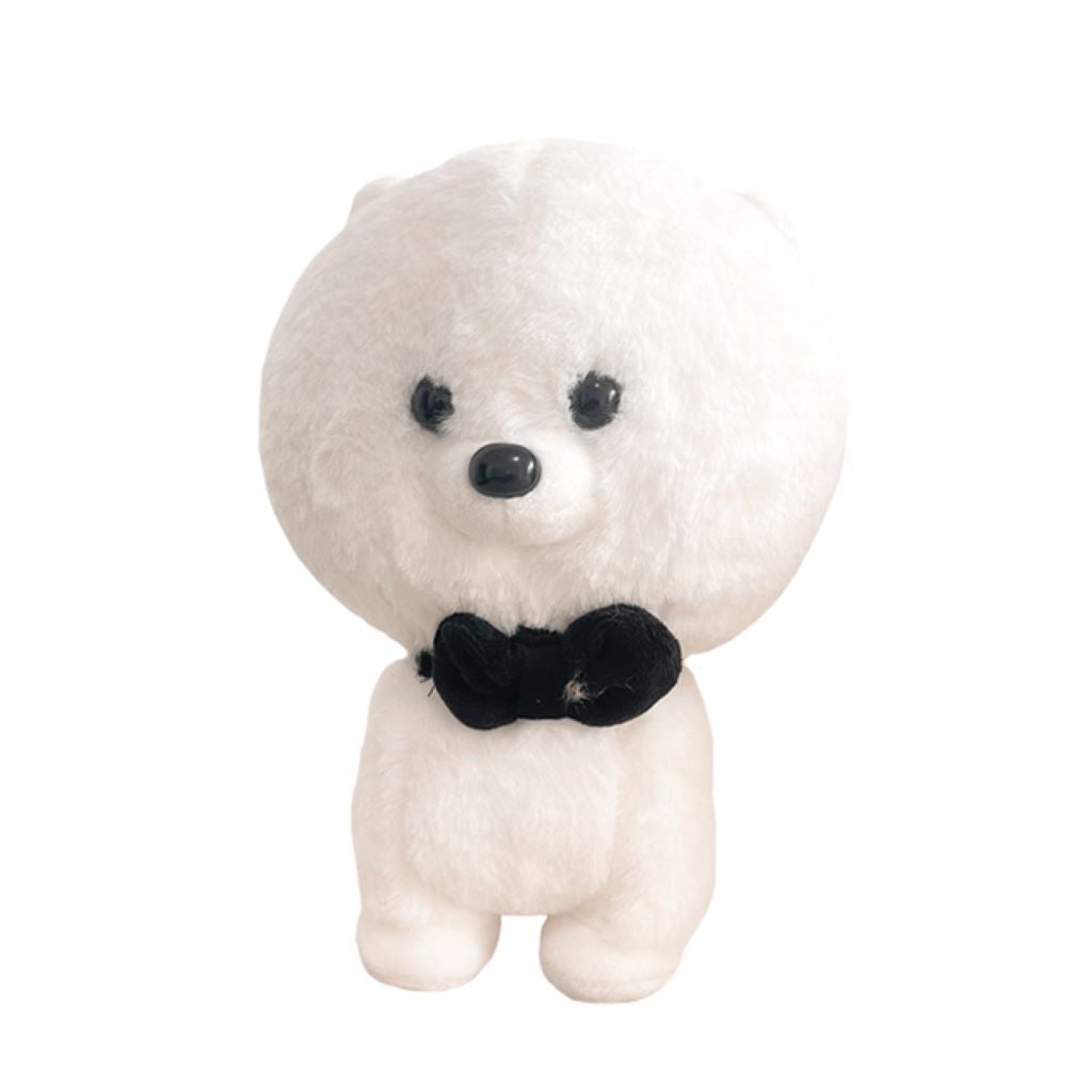 М'яка іграшка песик Брауні шпіц 20см з чорним бантм білий NA-1279-5-2 Dreamtoys