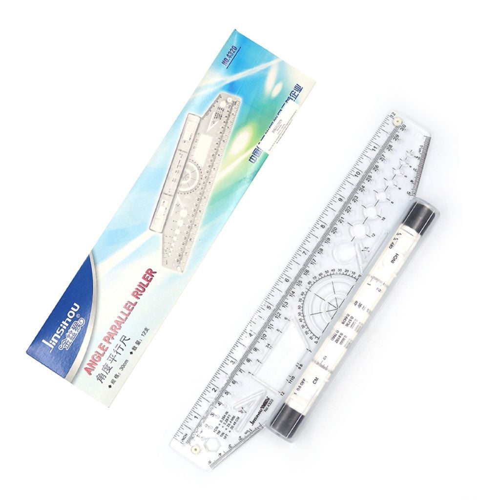 Лінійка рейсшини 30см прозора додаткові функції у коробці IMG122929 Josefotten