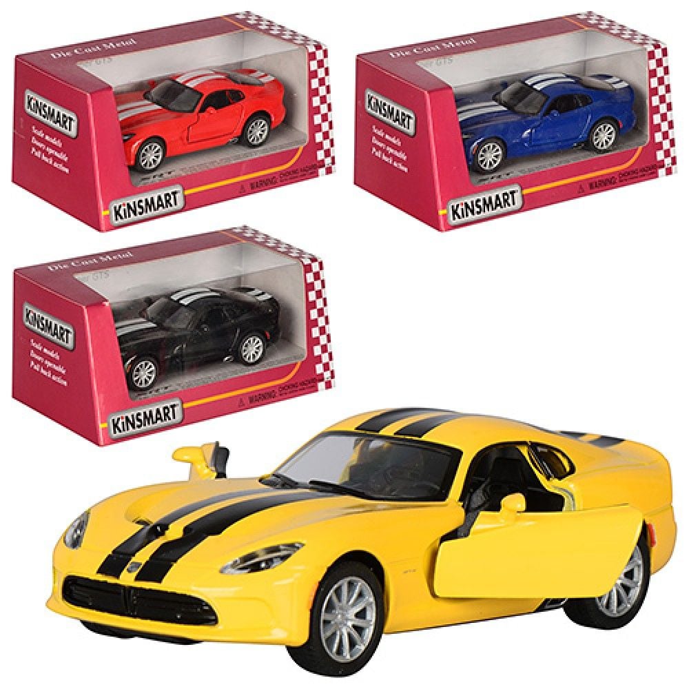 Машина металева 1:36 2013 SRT Viper GTS інерція гумові колеса дверцята відчиняються в коробці16.5*8*7см KT5363WF kinsmart