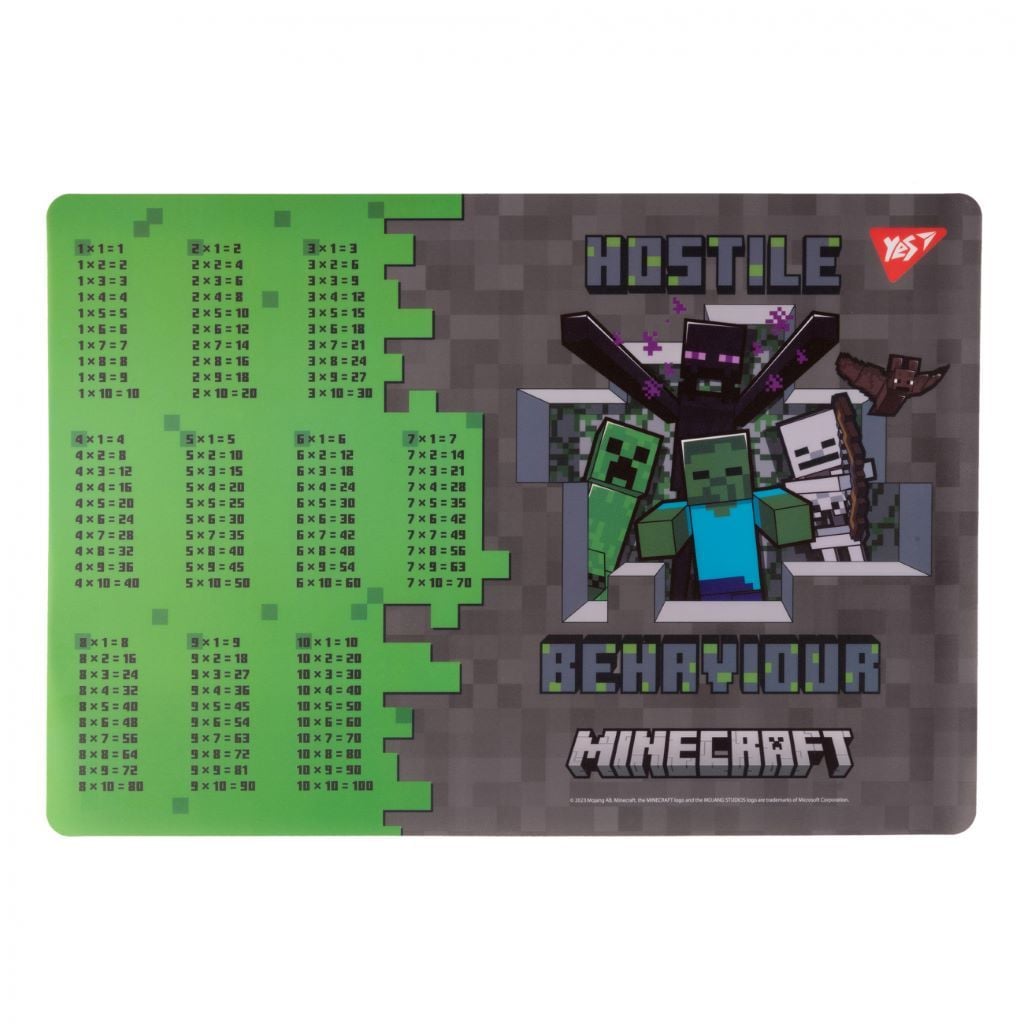 Підкладка настільна 42,5*29см Minecraft Heroes таблиця множення 492249 Yes
