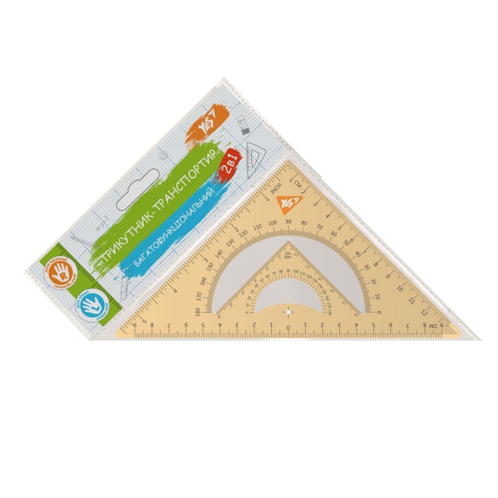 Трикутник-транспортир пластик 18*13см 370673 Yes