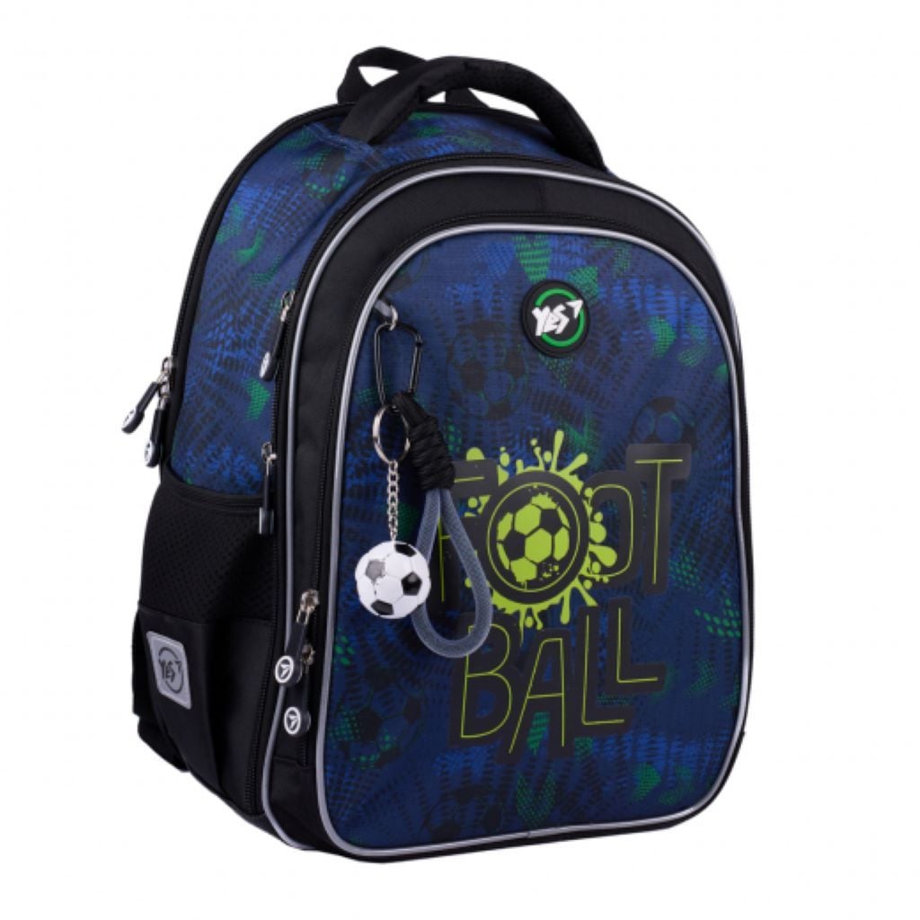 Рюкзак шкільний каркасний Football Camer чорний з синім та зеленим 550106 Yes