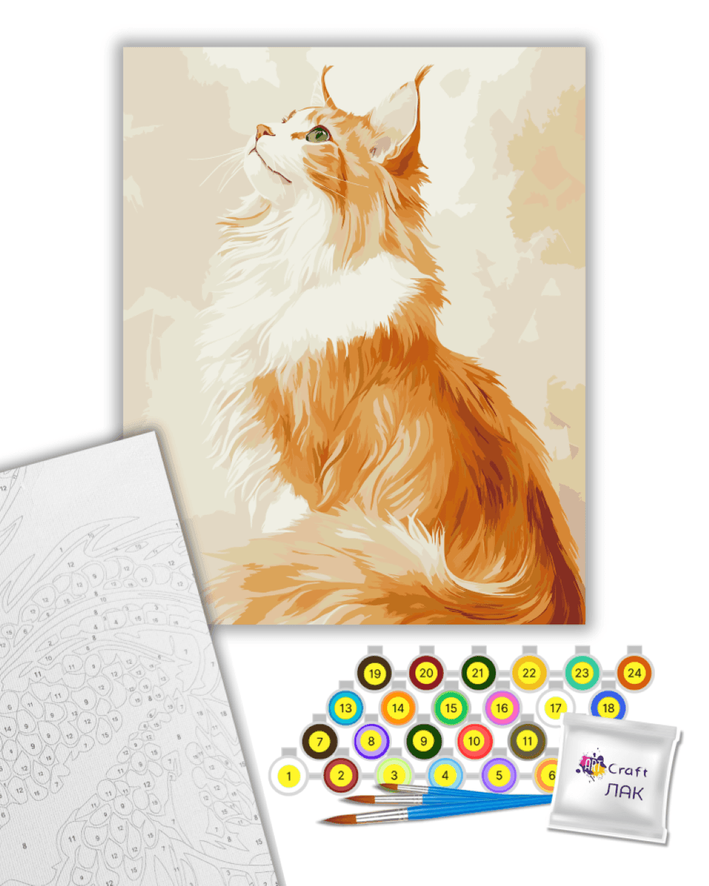 Картина по номерах 40*50см Рудий меній-кун фарби пензлики в термоплівці 11704-AC Art Craft