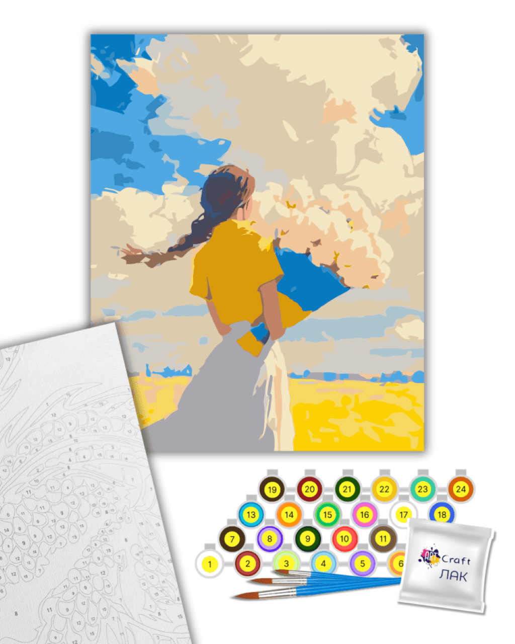 Картина по номерах 40*50см Вільне поле фарби пензлики в термоплівці 10195-AC Art Craft