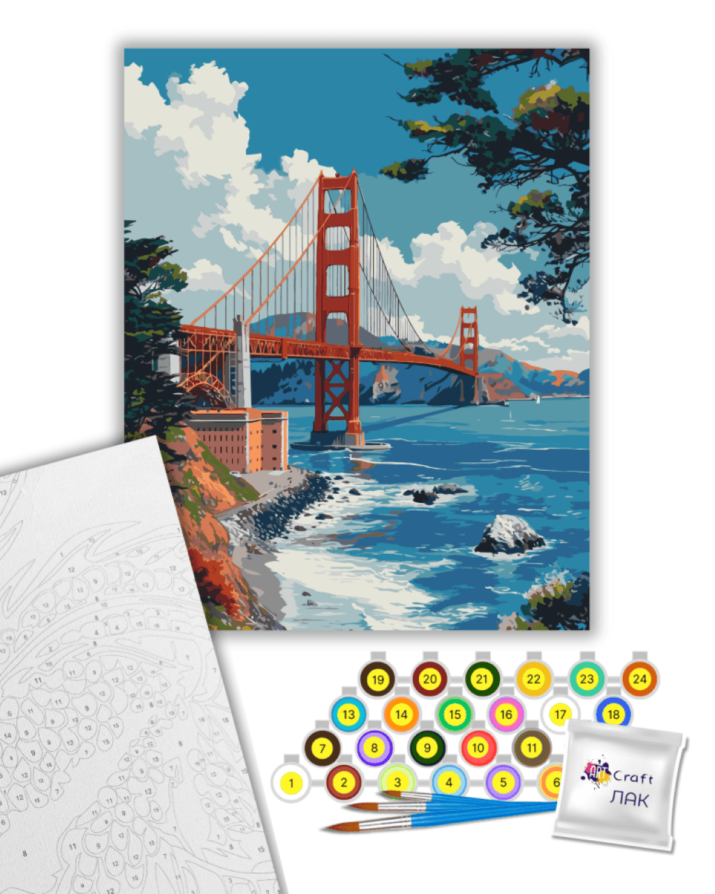 Картина по номерах 40*50см Міст Золота брама на підрамнику фарби пензлики в термоплівці 11070-AC Art Craft