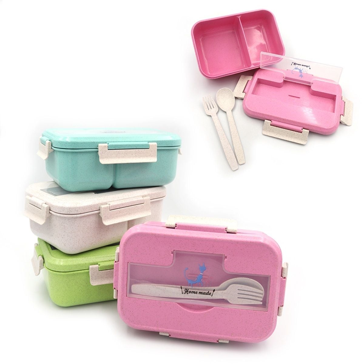 Контейнер для дитячого харчування  на два відділи з ложкою та вилкою 69021 Josefotten