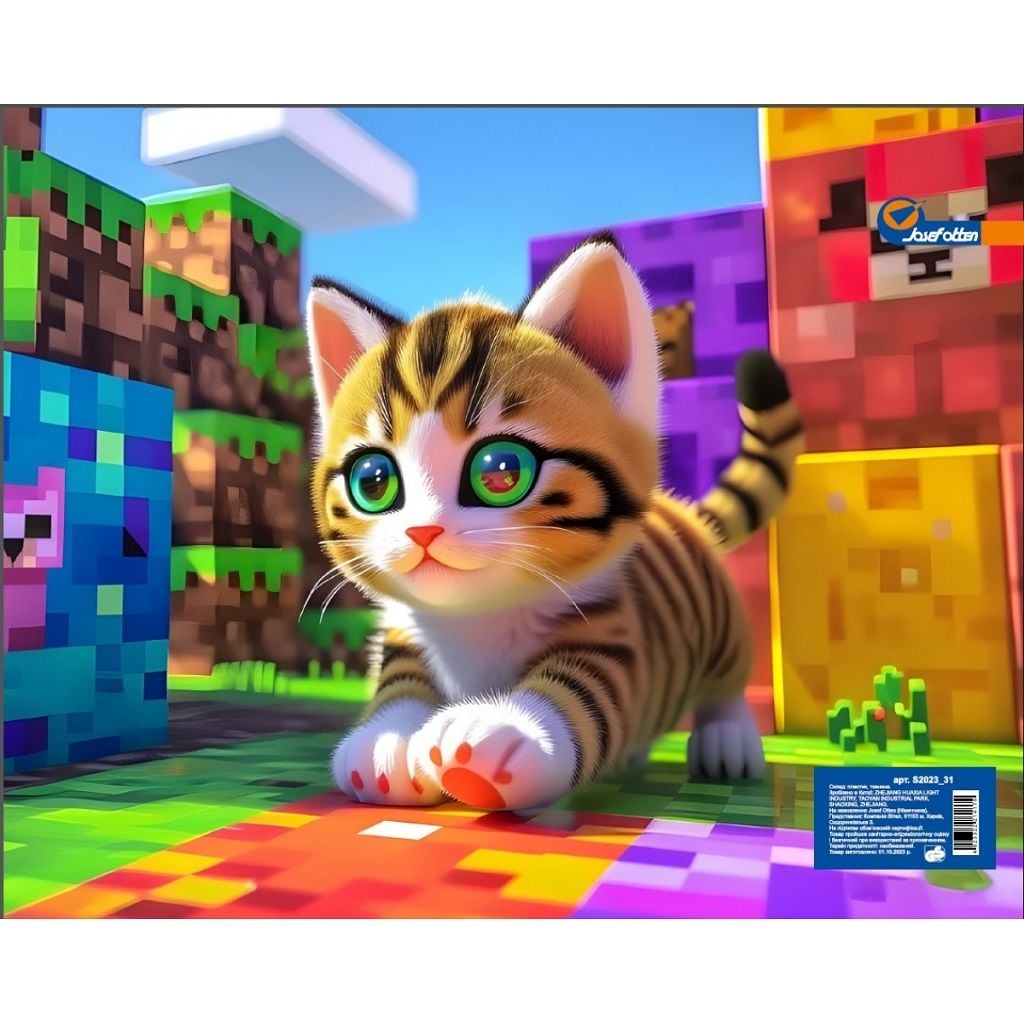 Cумка-папка А4 з ручками  пластик+тканина  на блискавці з  ручками Котик 26*32см S2025-05 Josefotten