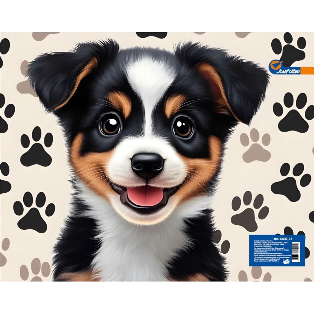 Cумка-папка А4 з ручками  пластик+тканина  на блискавці з  ручками Песик 26*32см S2025-07 Josefotten