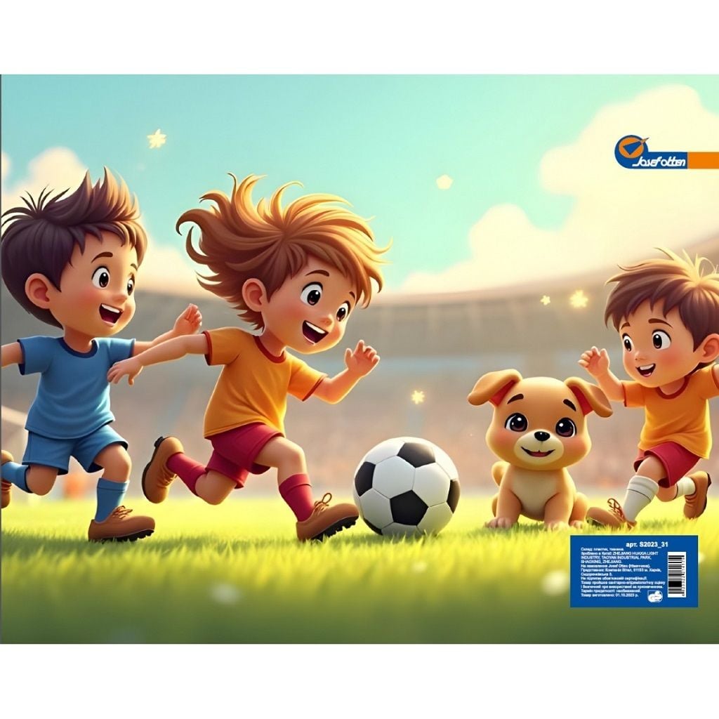 Cумка-папка А4 з ручками  пластик+тканина  на блискавці з  ручками Футбол 26*32см S2025-03 Josefotten